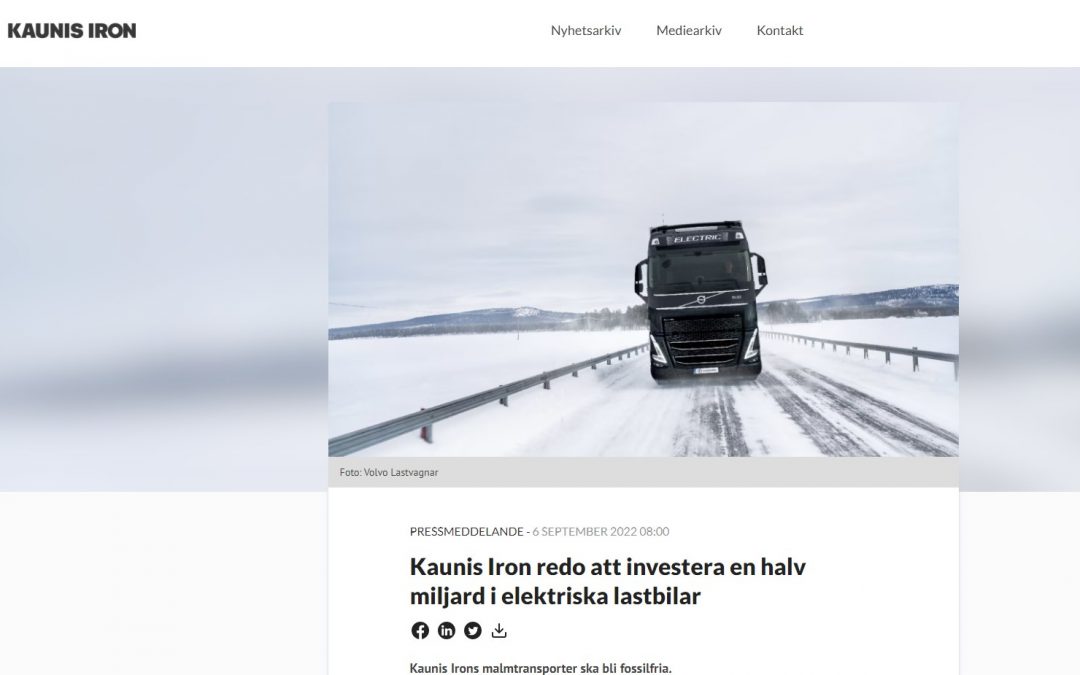 Swedish Mining Company Investing in Electric Trucks